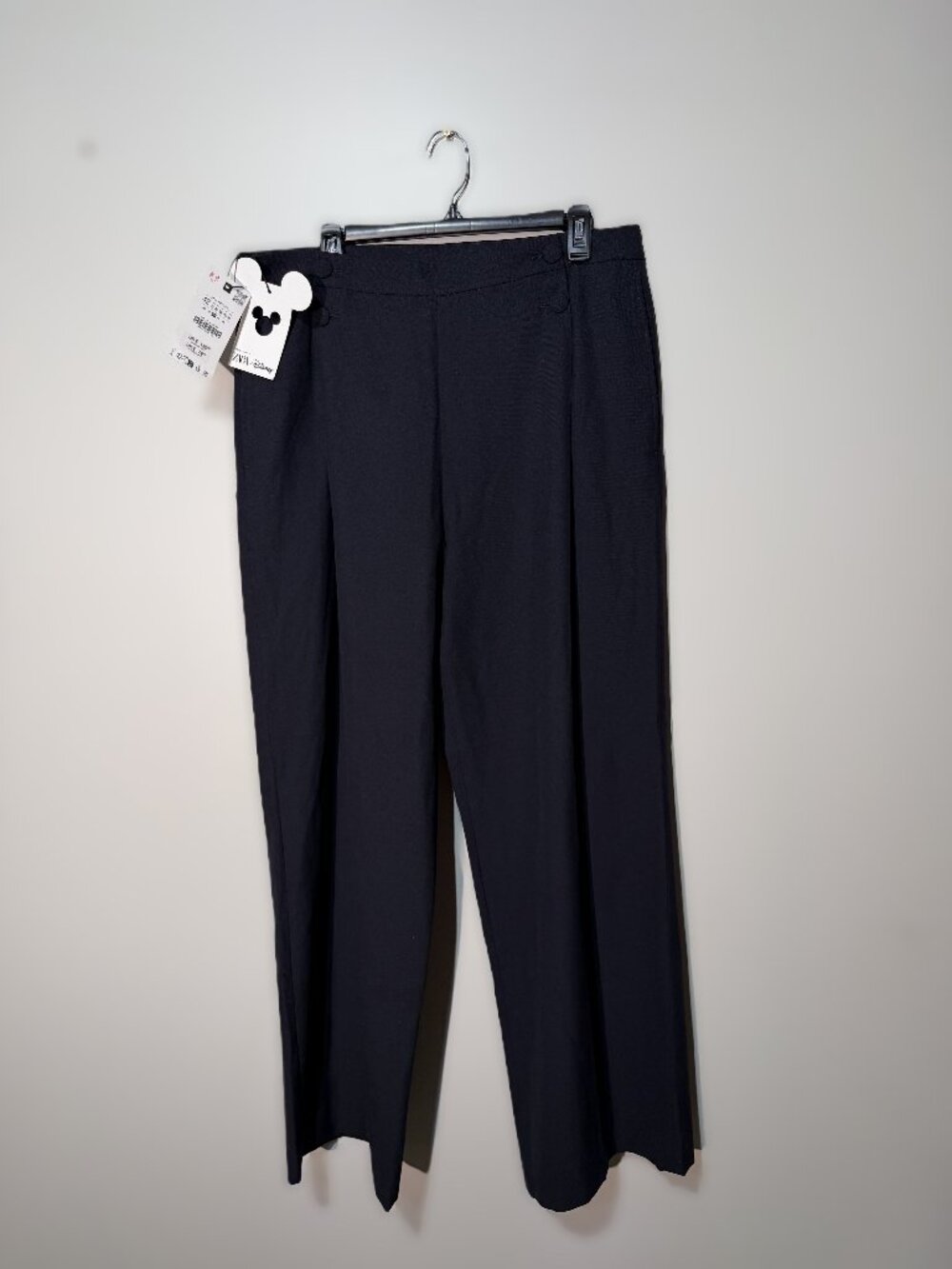 Zara x Disney Harry Lambert Pleated Wide Leg Trousers Mens 32 NWT $129 Navy